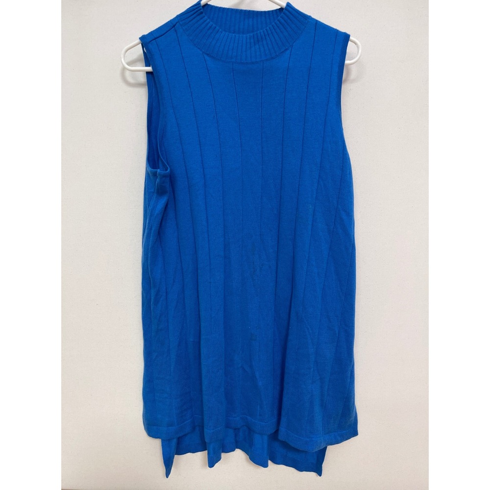 Roaman's Royal Blue Ribbed Mock Neck Sleeveless Tunic Top Plus Size 18/20 L